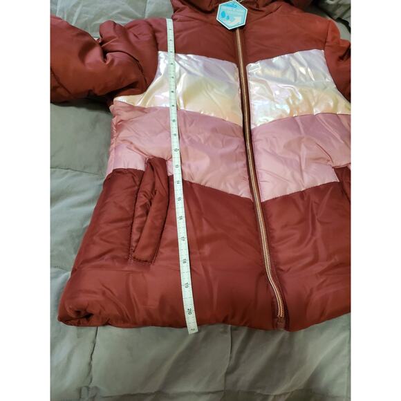 Swiss Alps Girls Small 7/8 Maroon Pink Puffer Jacket NWT Water Wind Resistant - Picture 6 of 13